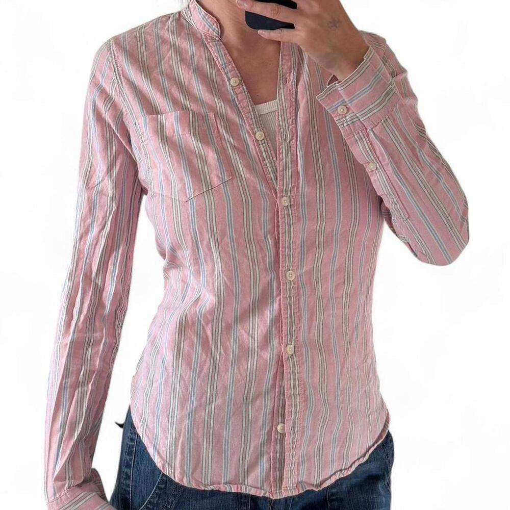SOLD Y2K Abercrombie & Fitch pink striped button up Sz. S